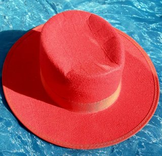 Sombrero rojo estilo Fedora/ Cowboy vintage unisex