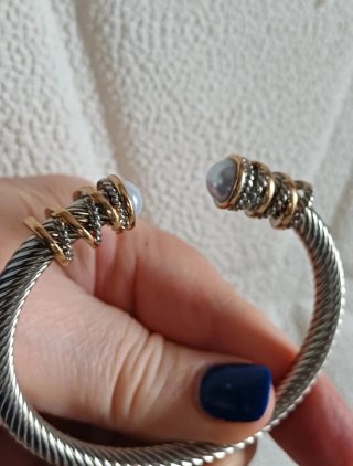 Bracciale rigido fantasia oro e argento