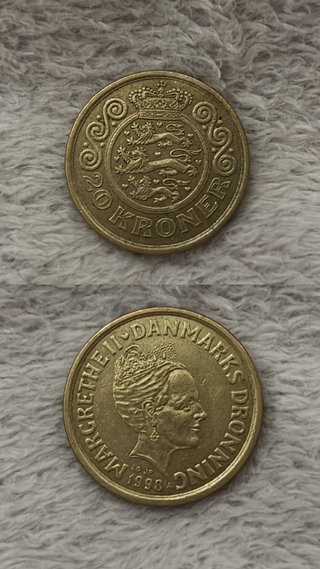 Moneda 20 Kroner Dinamarca 1998 Reina Margrethe