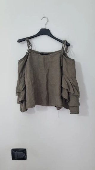 Top Zara verde oliva taglia S