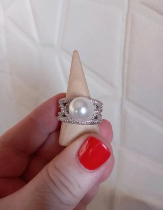 Anello fantasia perla e zirconi