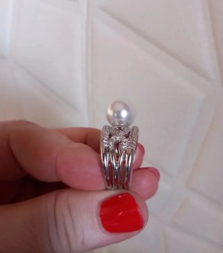 Anello fantasia perla e zirconi