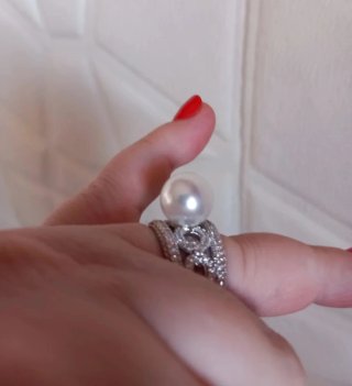 Anello fantasia perla e zirconi