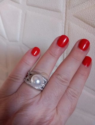 Anello fantasia perla e zirconi