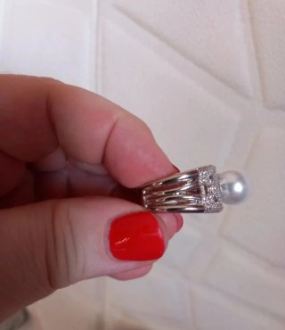 Anello fantasia perla e zirconi