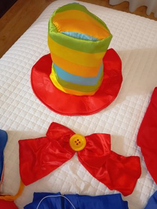 Disfraz payaso completo falda y sombrero
