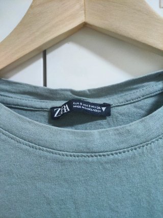 ZARA - Camiseta Verde 100% algodón