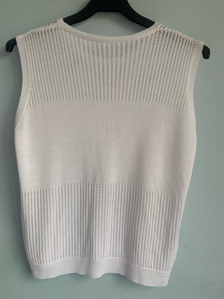 Chaleco de punto calado blanco Talla L