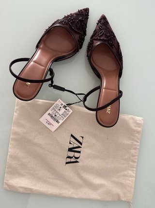 Tacones Zara Marrones Pedrería NUEVOS