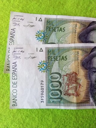 2 Billetes 1000 Pesetas Banco de España 1992
