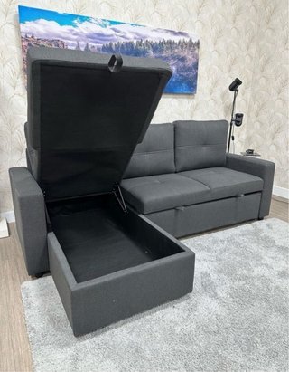Sofá Cama Pau Gris con Arcon Reversible