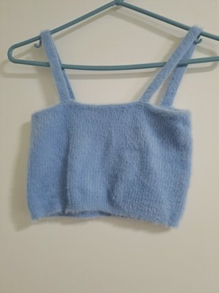 Top peluche azul