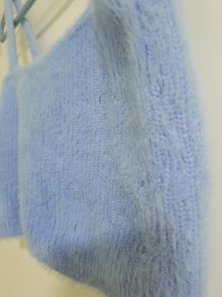 Top peluche azul