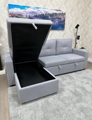 Sofá Cama Pau Gris con Arcón Reversible