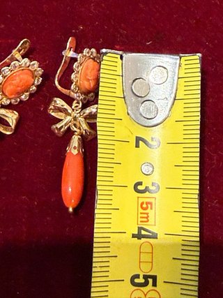 Pendientes Oro 18k Coral y Circonitas