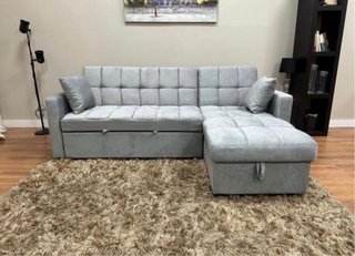 Sofá Cama Kris Gris Claro Terciopelo