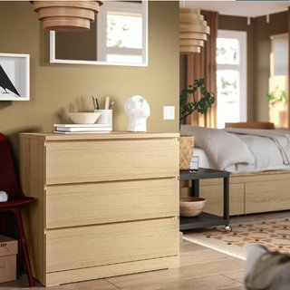 Cassettiera Malm 3 cassetti legno