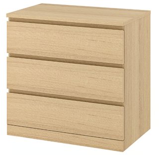 Cassettiera Malm 3 cassetti legno