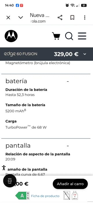 Motorola Edge 60 Fusion 256GB Sin Estrenar