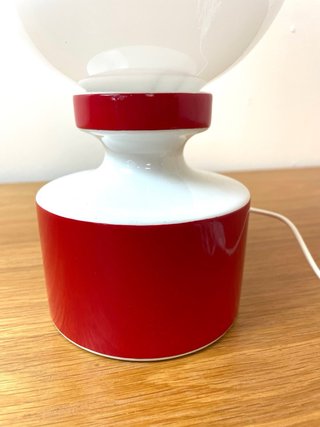 Lámpara sobre mesa vintage en cerámica y cristal