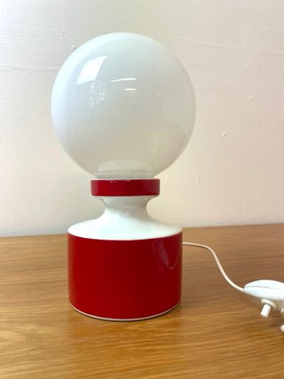 Lámpara sobre mesa vintage en cerámica y cristal