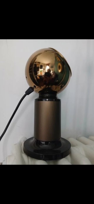 Lampada anni 70 metallo oro e marrone