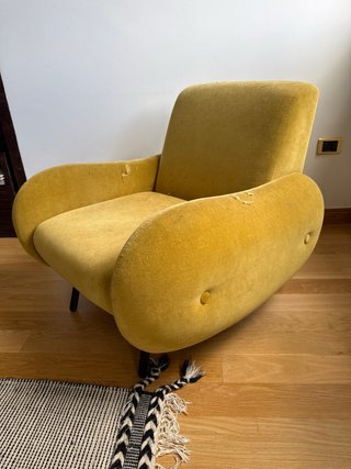 Sillón Terciopelo Estilo Retro Amarillo