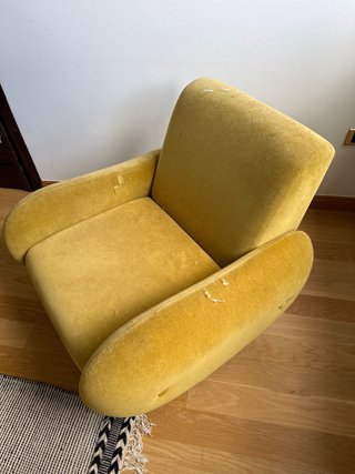 Sillón Terciopelo Estilo Retro Amarillo