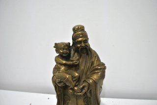 Antigua escultura de bronce china Lu Xing