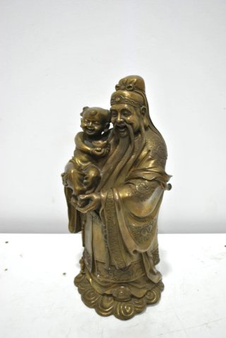 Antigua escultura de bronce china Lu Xing