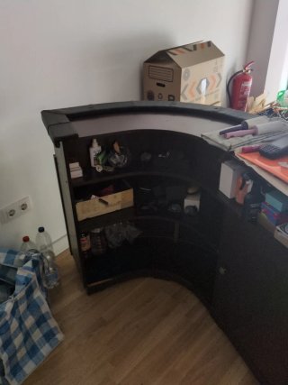 Mostrador/Mueble Bar Vintage Cuero y Madera