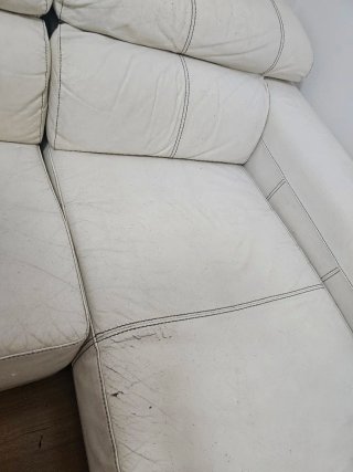 Sofá esquinero de piel blanco 280 x 190