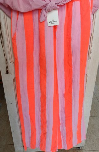 Pantalón palazzo rayas naranja y rosa