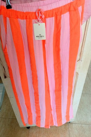 Pantalón palazzo rayas naranja y rosa