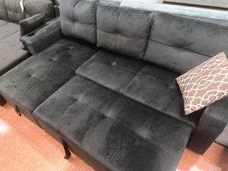 Sofá Cama Terciopelo Negro 215cm