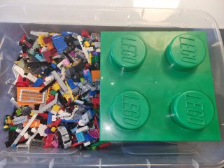 Scatola Lego Verde + 1kg Mattoncini