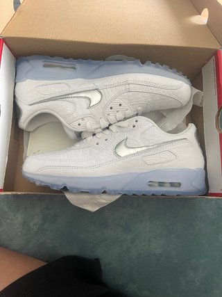 Nike Air Max 90 Blanco y Plateado azul