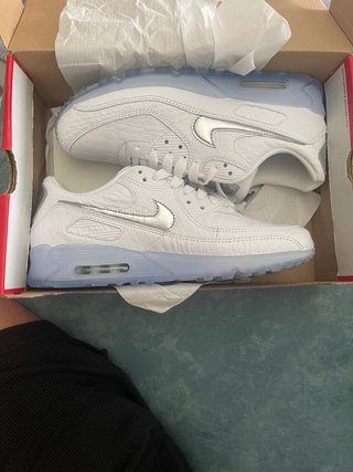 Nike Air Max 90 Blanco y Plateado azul