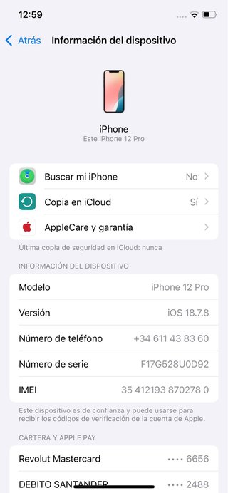 iPhone 12 Pro 256GB Gris 80% Salud
