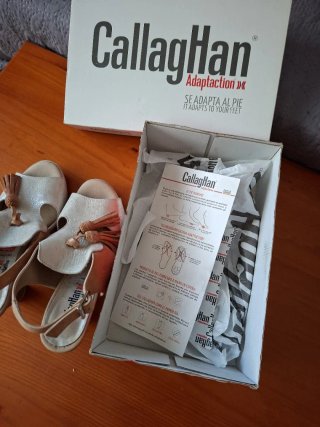 Sandalias Callaghan Piel Talla 38 Beige/Plata