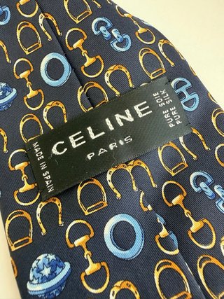 Corbata Celine azul y dorada