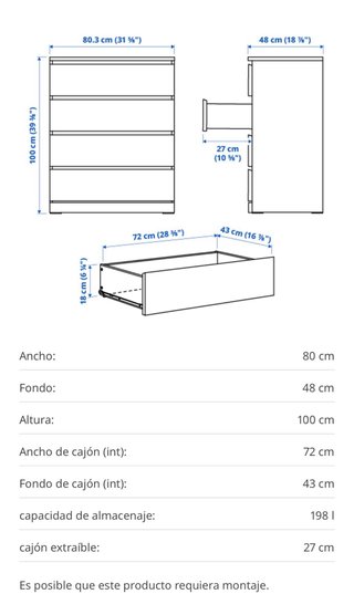 Cajonera de madera