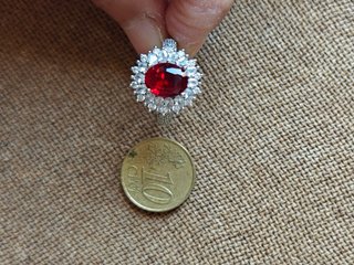 Anillo Ajustable de Lujo con Circonita Roja
