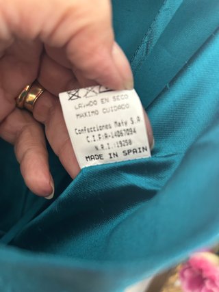 Vestido seda escote corazón azul pavo