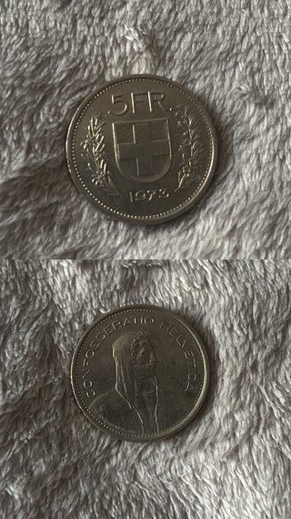 Moneda 5 Francos Suizos 1973