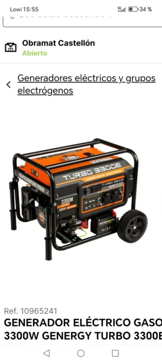 Generador Eléctrico Gasolina 3300W