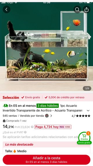 Acuario invertido decoración