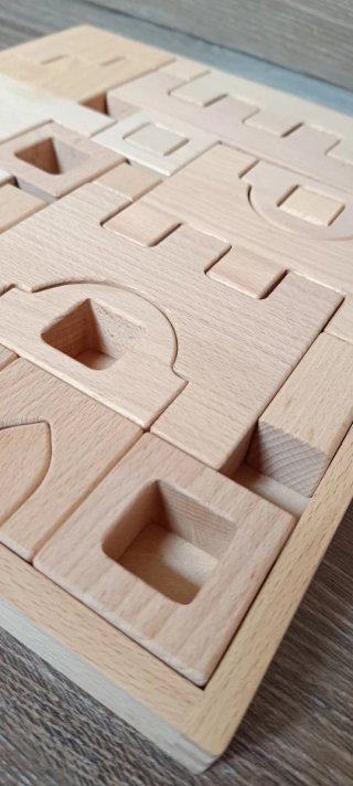 Juego de construcción de madera natural