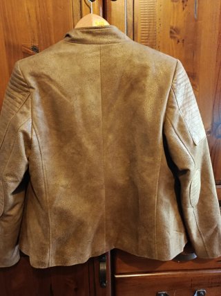Chaqueta Biker Efecto Piel Marrón Talla 46