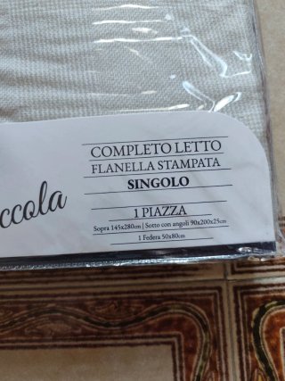 Completo letto flanella singolo Sommaruga